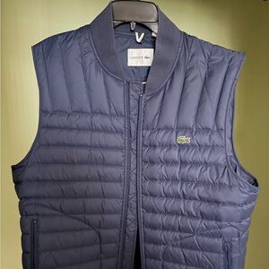 Preowned Lacoste Men's Quilted Navy Puffer Vest Full Zipper Pockets Sz 3XL